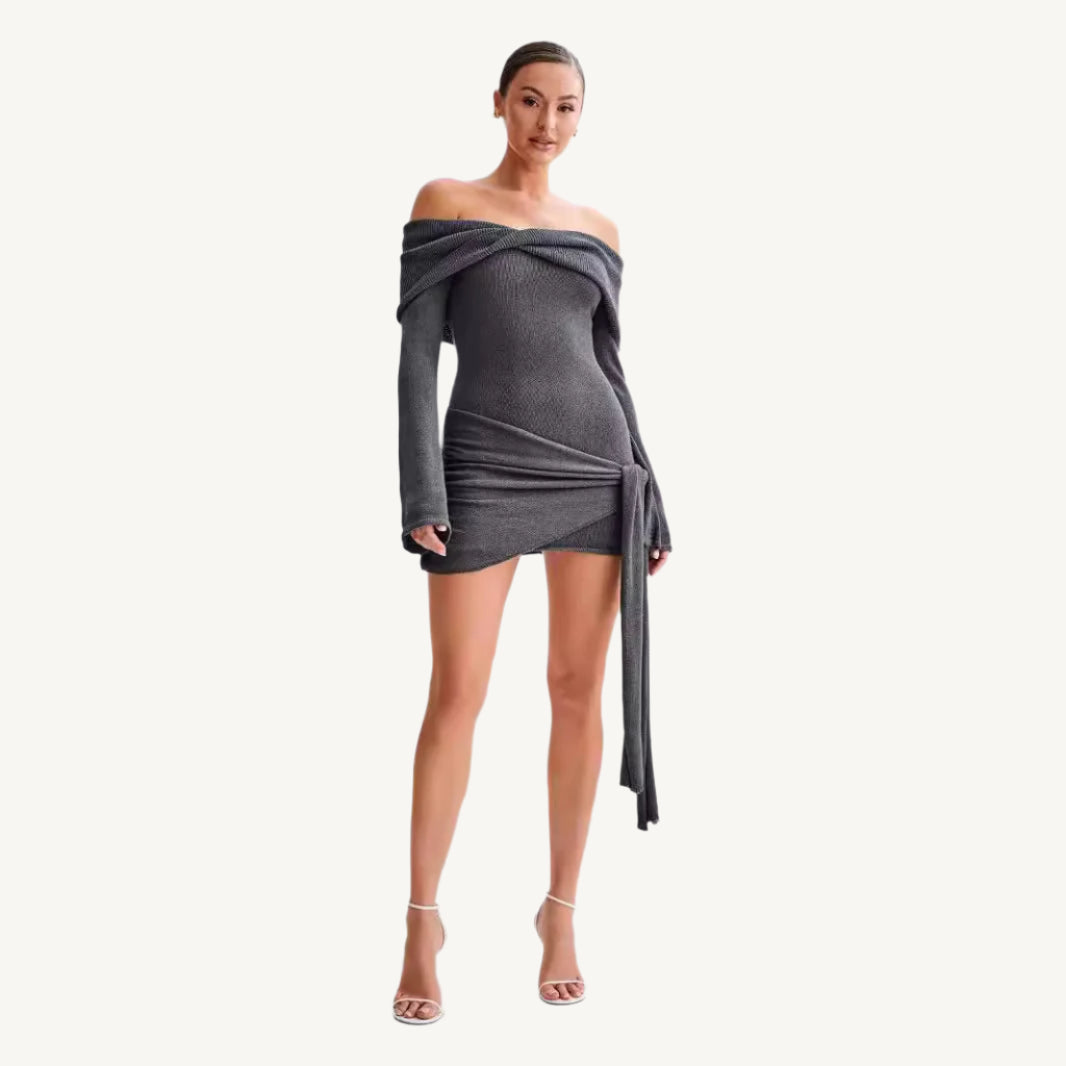 Sweaters Off-shoulder Tied Dress