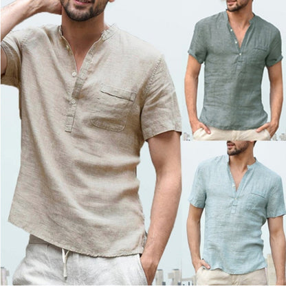 V Neck Beach Shirt Men Summer Tops