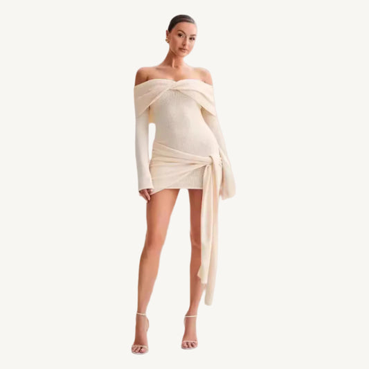 Sweaters Off-shoulder Tied Dress