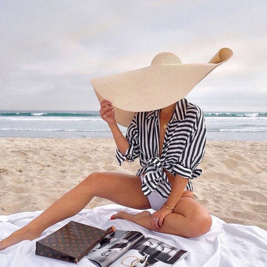 25CM Wide Brim Oversized Beach Hats For Women