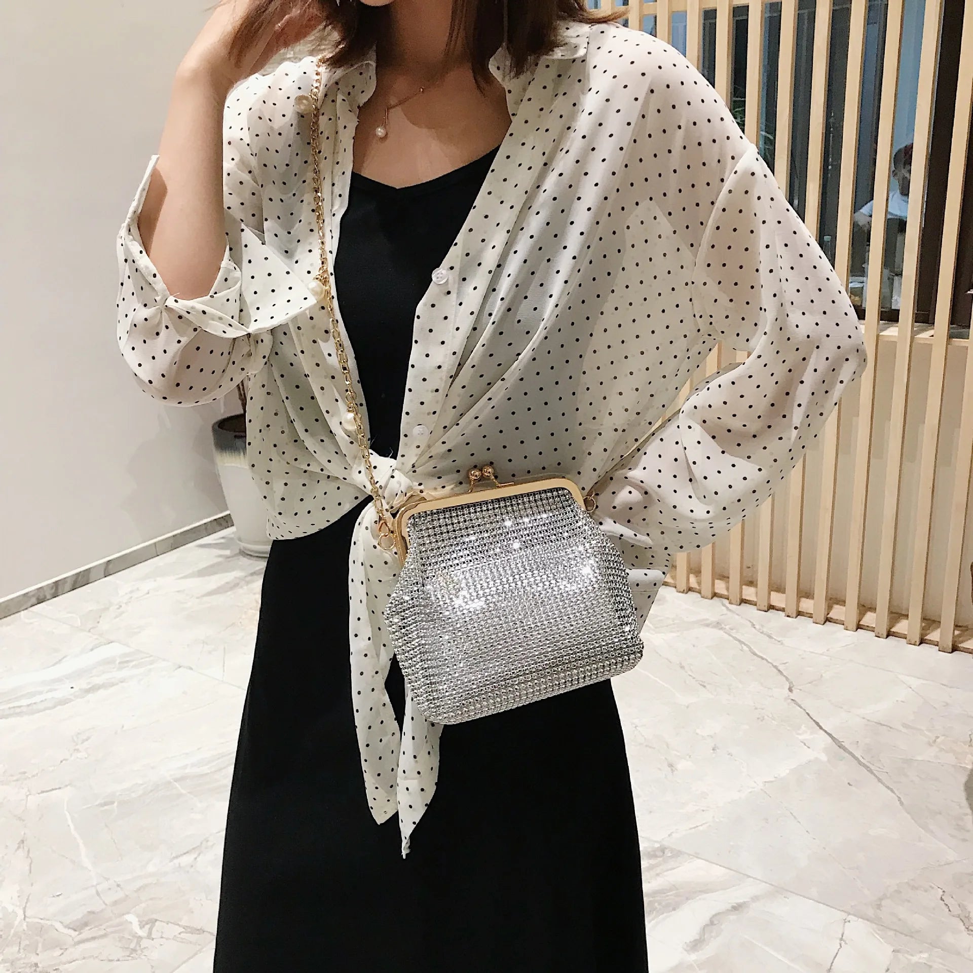  Messenger Bag for Party/Wedding Soft Bead Diamond Evening Bag 