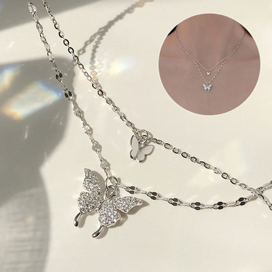 Elegant Silver Color Shiny Butterfly Necklaces