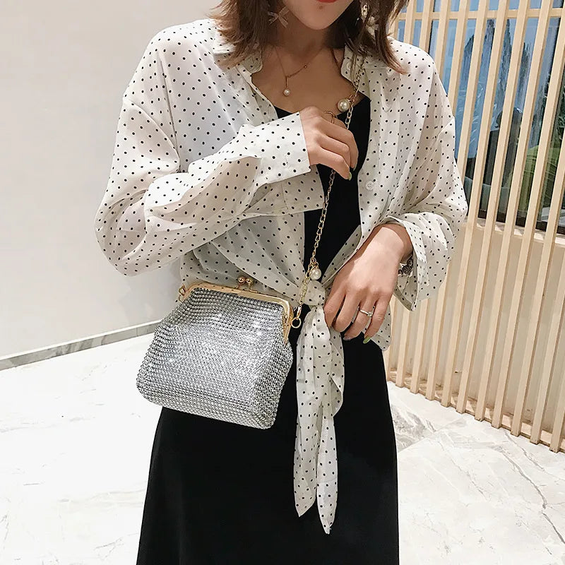  Messenger Bag for Party/Wedding Soft Bead Diamond Evening Bag 