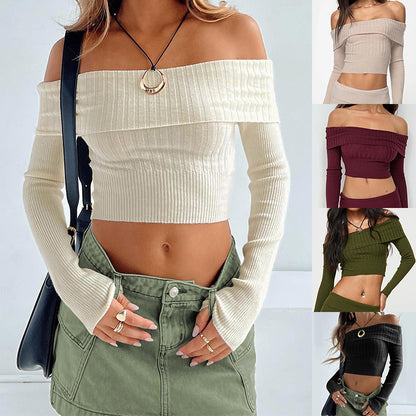 Off-shoulder Crop Short Top