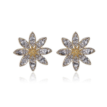 Stud Earrings Female Temperament Simple Flower Zircon