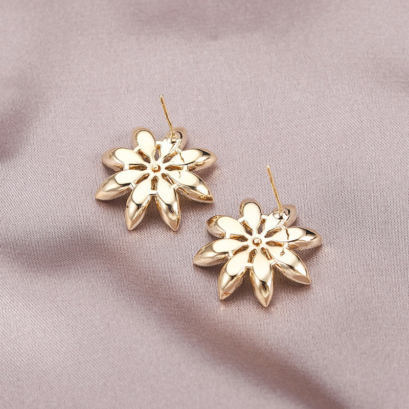 Stud Earrings Female Temperament Simple Flower Zircon