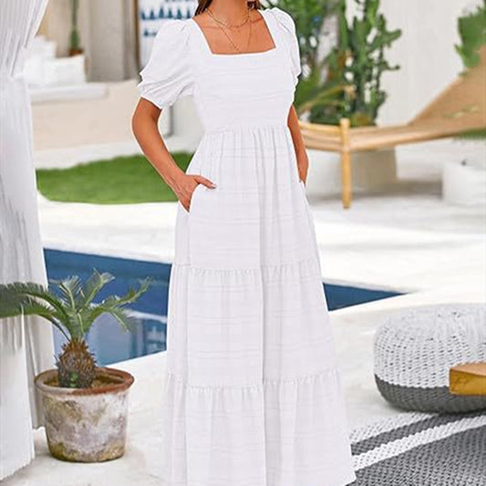 Women's White Short Sleeve Dress