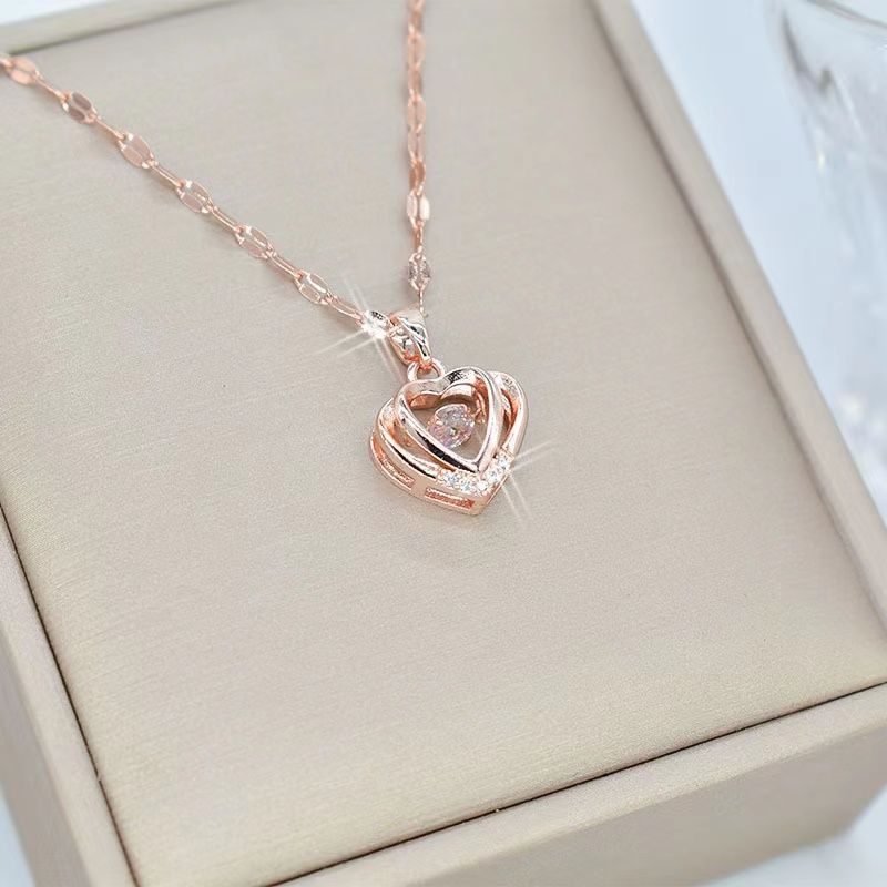 Valentines Day Gift Perfume Bottle Pendant Titanium Steel Necklace Korean Trend Zircon Luxury Female Necklace Charm Jewelry Gift Fashion Jewelry Woman