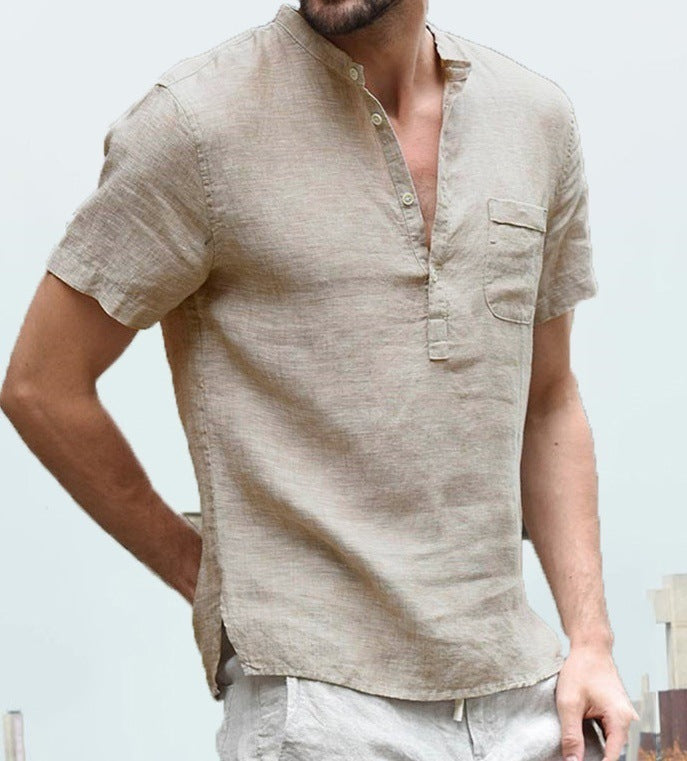 V Neck Beach Shirt Men Summer Tops