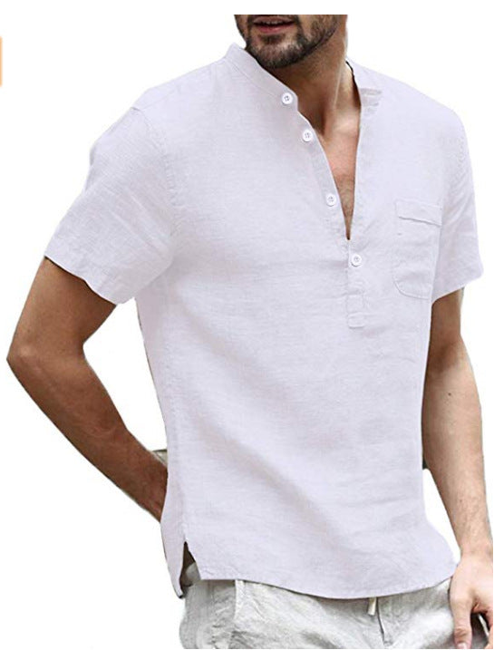 V Neck Beach Shirt Men Summer Tops