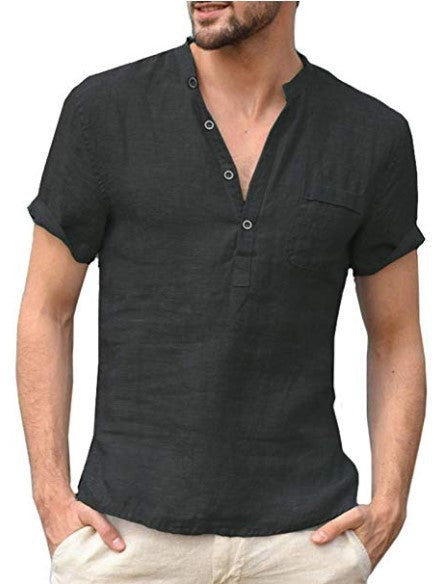 V Neck Beach Shirt Men Summer Tops