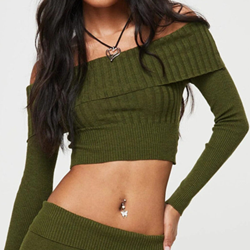 Off-shoulder Crop Short Top