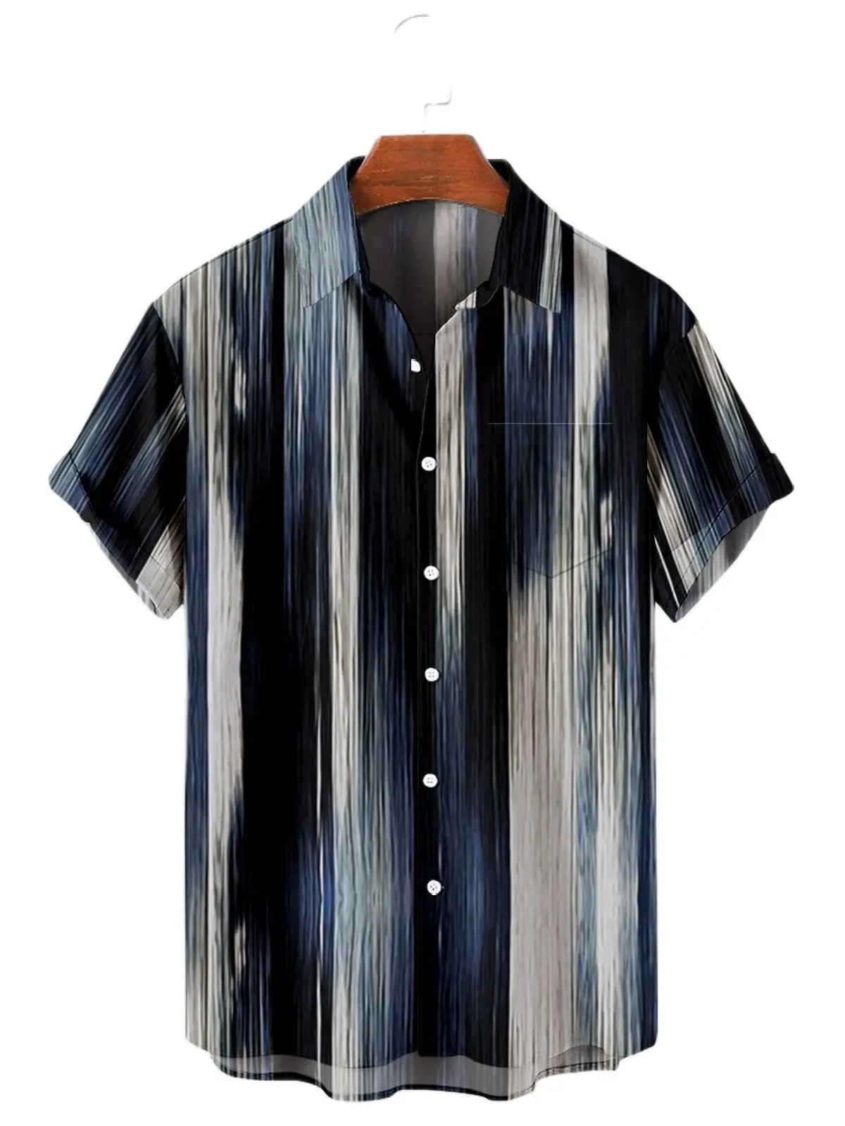 Hawaiian Men'S Shirt Colourful Striped Camisa Short Sleeve