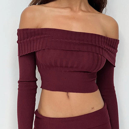 Off-shoulder Crop Short Top