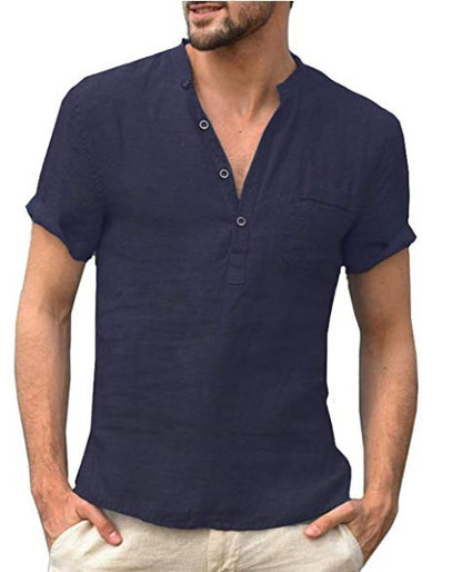 V Neck Beach Shirt Men Summer Tops